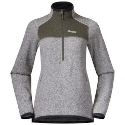 Bergans Of Norway Kamphaug Knitted W Half Zip Chalk Sand / Green Mud