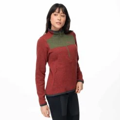 Bergans Of Norway Kamphaug Knitted W Half Zip Chianti Red / Dark Olive Green -Bergans Of Norway shop 1091 25293 2