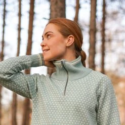 Bergans Of Norway Alvdal Wool W Half Zip Misty Forest / Vanilla White -Bergans Of Norway shop 2505 14277 3