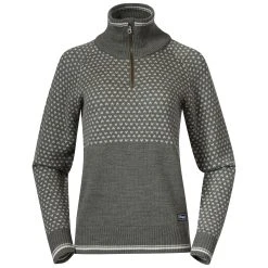 Bergans Of Norway Alvdal Wool W Half Zip Green Mud / Vanilla White