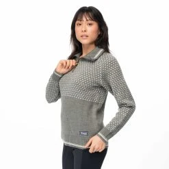 Bergans Of Norway Alvdal Wool W Half Zip Green Mud / Vanilla White -Bergans Of Norway shop 2505 21498 7