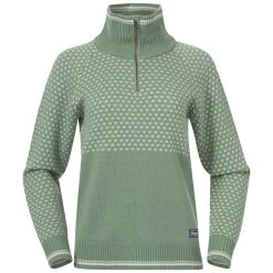 Bergans Of Norway Alvdal Wool W Half Zip Jade Green / Vanilla White