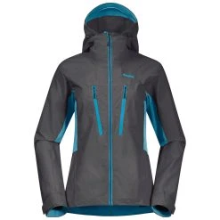 Bergans Of Norway Cecilie Mountain Softshell Jacket Solid Dark Grey / Clear Ice Blue