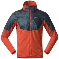 Bergans Of Norway Senja Midlayer Hood Jacket Brick / Orion Blue