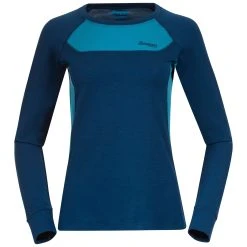 Bergans Of Norway Cecilie Wool Long Sleeve Deep Sea Blue / Clear Ice Blue