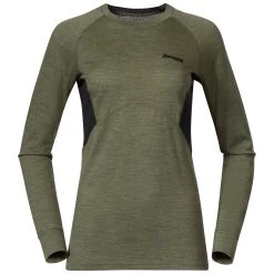 Bergans Of Norway Inner:Pure W Long Sleeve Olive Green / Solid Charcoal
