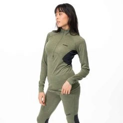 Bergans Of Norway Inner:Pure W Half Zip Olive Green / Solid Charcoal -Bergans Of Norway shop 8935 25359 4